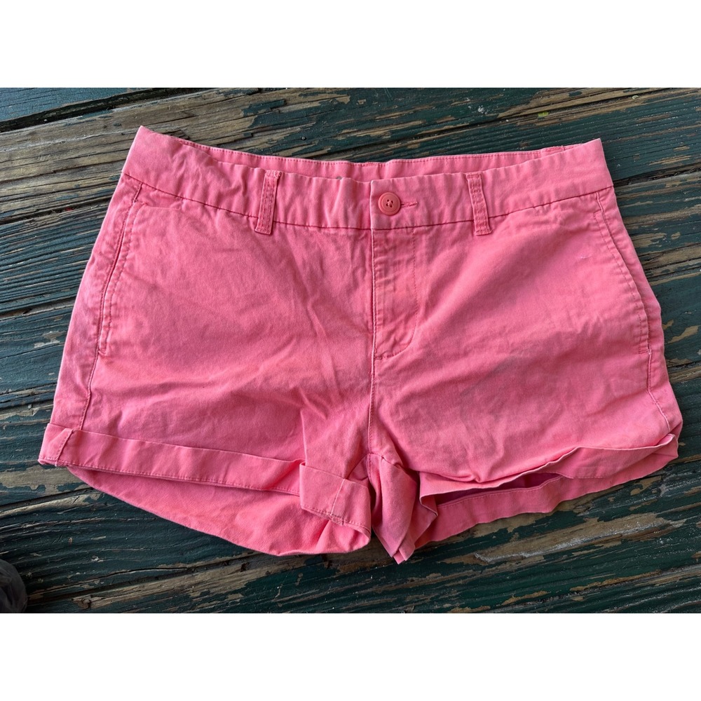 Khakis by GAP Womens Coral Pink Chino Shorts Size 8 Cuffed Casual Summer